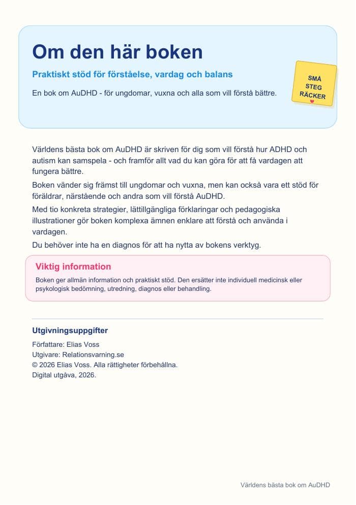 Introduktionssida ur Världens bästa bok om AuDHD